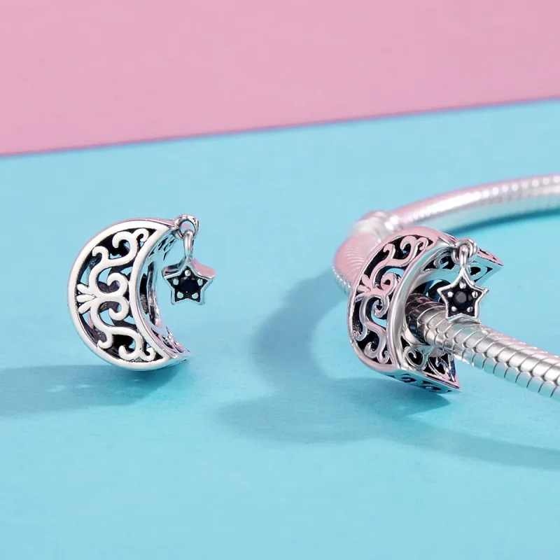(bilde for) Pandora Style Silver Moon And Star Charm - SCC483 - Vis 6