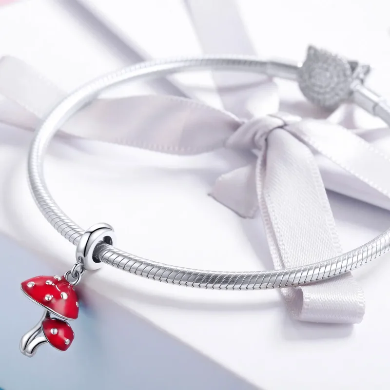 (bilde for) Pandora Style Silver Mushroom Dingle - SCC1060 - Vis 3