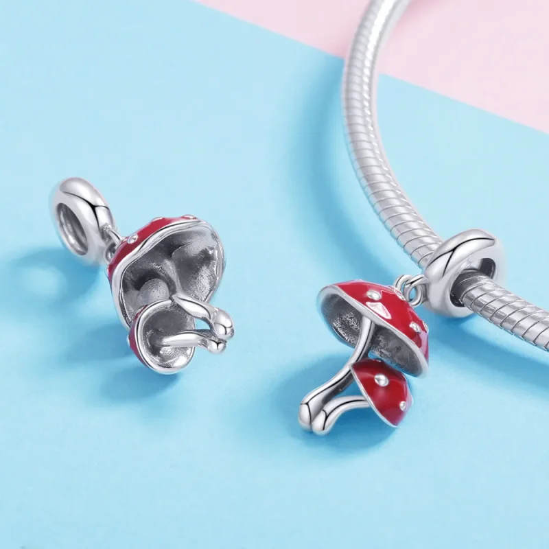 (bilde for) Pandora Style Silver Mushroom Dingle - SCC1060 - Vis 4