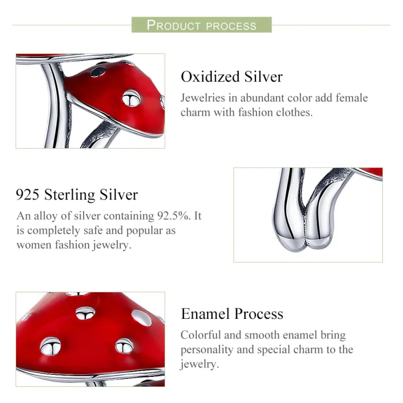 (bilde for) Pandora Style Silver Mushroom Dingle - SCC1060 - Vis 6