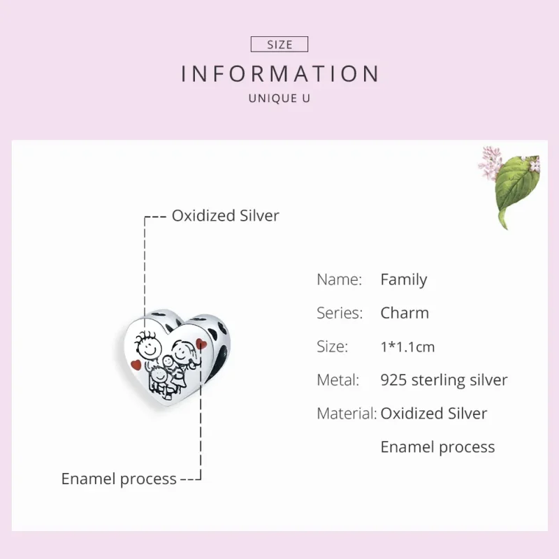 (bilde for) Pandora Style Silver My Family Charm - BSC237 - Vis 7