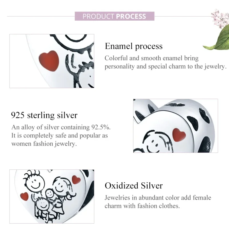 (bilde for) Pandora Style Silver My Family Charm - BSC237 - Vis 8