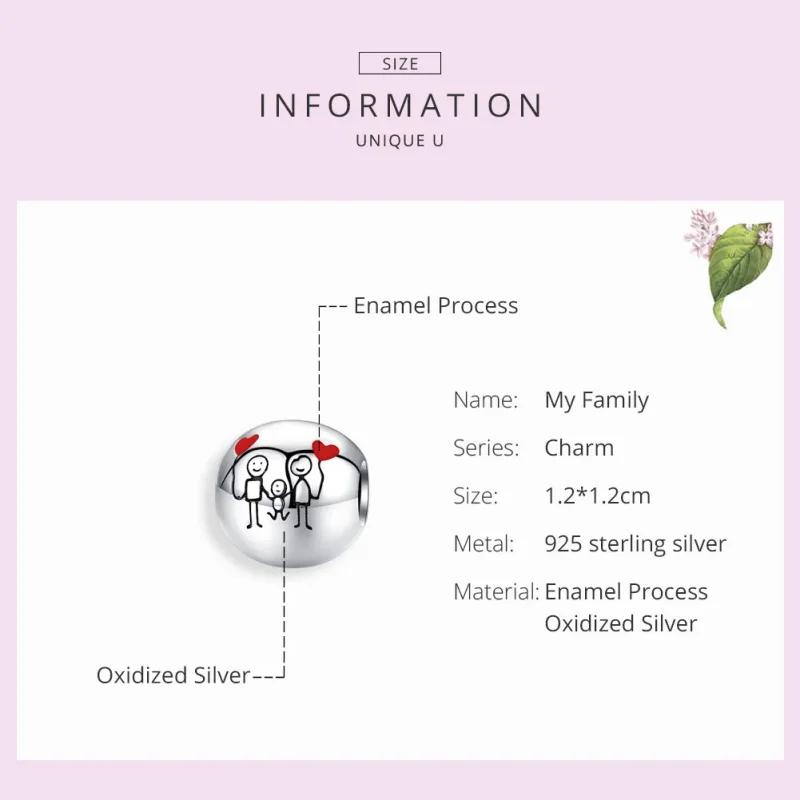 (bilde for) Pandora Style Silver My Family Charm - SCC1339 - Vis 7
