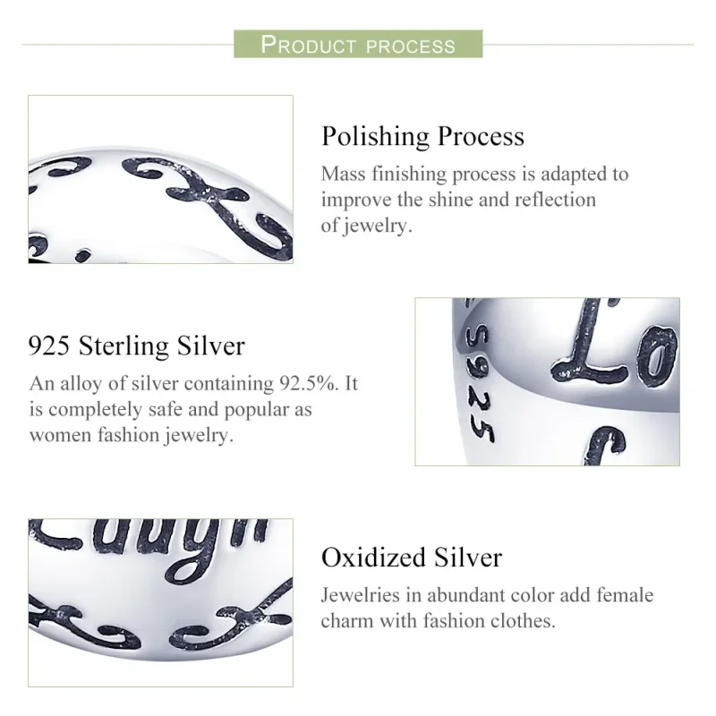 (bilde for) Pandora Style Silver My Happy Life Charm - SCC966 - Vis 7