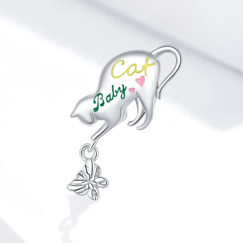 (bilde for) Pandora Style Silver Naughty Cat Charm - SCC1678 - Vis 2
