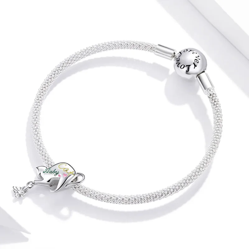 (bilde for) Pandora Style Silver Naughty Cat Charm - SCC1678 - Vis 3