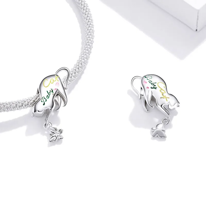 (bilde for) Pandora Style Silver Naughty Cat Charm - SCC1678 - Vis 4