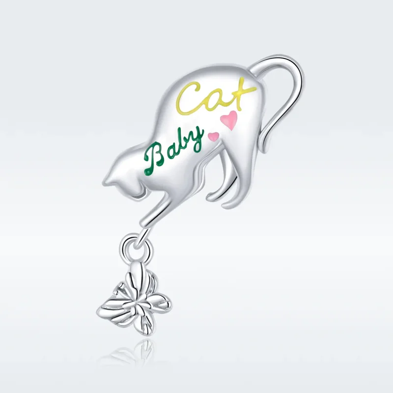(bilde for) Pandora Style Silver Naughty Cat Charm - SCC1678 - Vis 5
