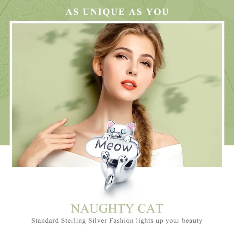 (bilde for) Pandora Style Silver Naughty Cat Parfymeflaske Charm - SCC874 - Vis 6