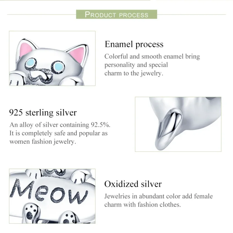 (bilde for) Pandora Style Silver Naughty Cat Parfymeflaske Charm - SCC874 - Vis 7