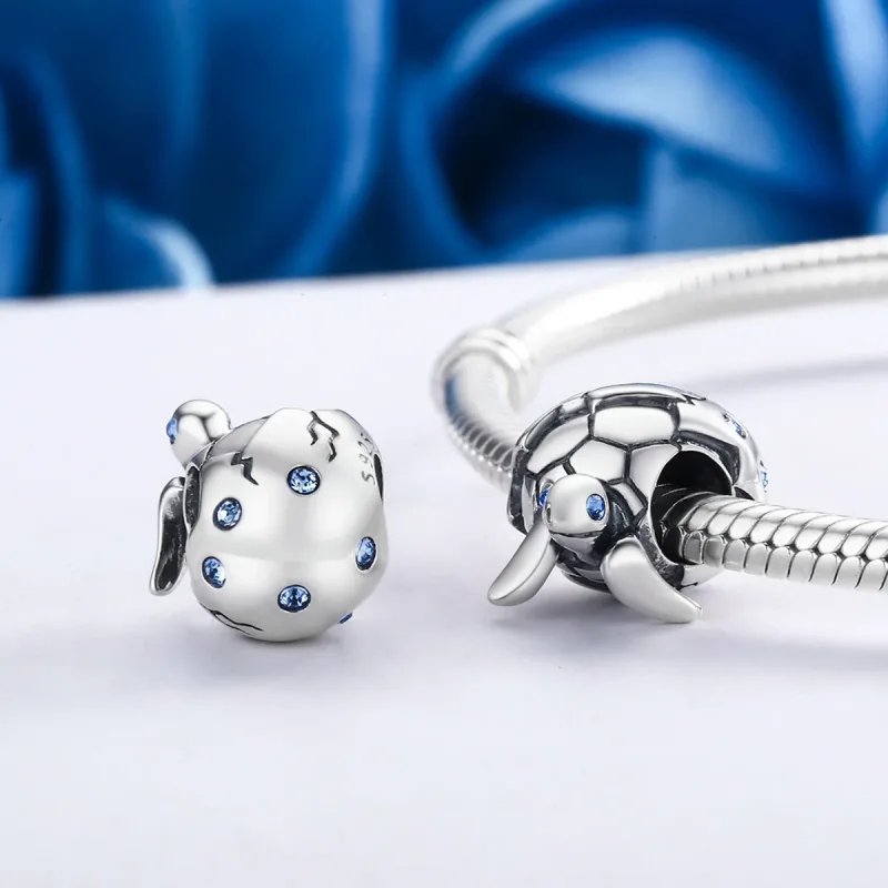 (bilde for) Pandora Style Silver Newborn Turtle Charm - SCC192 - Vis 5