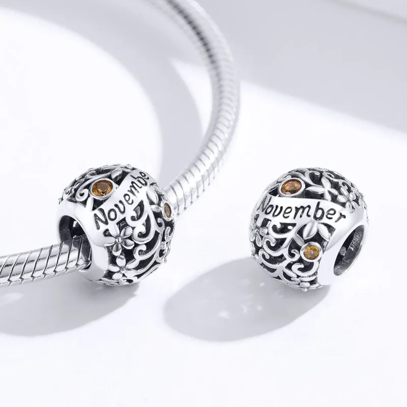 (bilde for) Pandora Style Silver November Birthstone Charm - SCC1385-11 - Vis 2