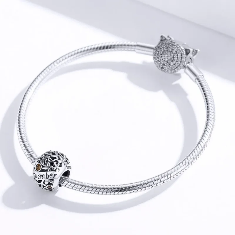(bilde for) Pandora Style Silver November Birthstone Charm - SCC1385-11 - Vis 3