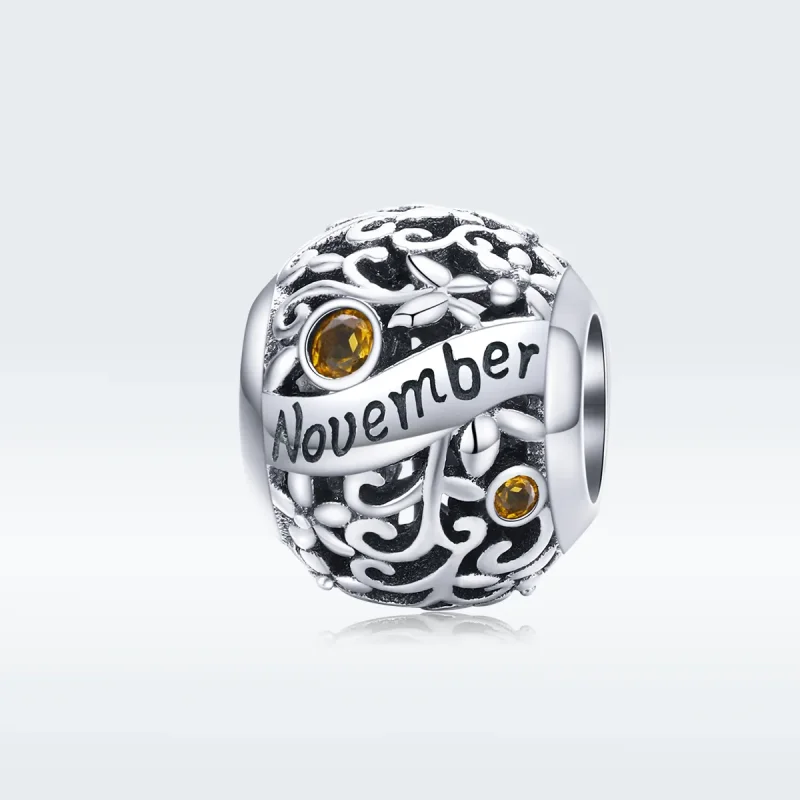 (bilde for) Pandora Style Silver November Birthstone Charm - SCC1385-11 - Vis 5