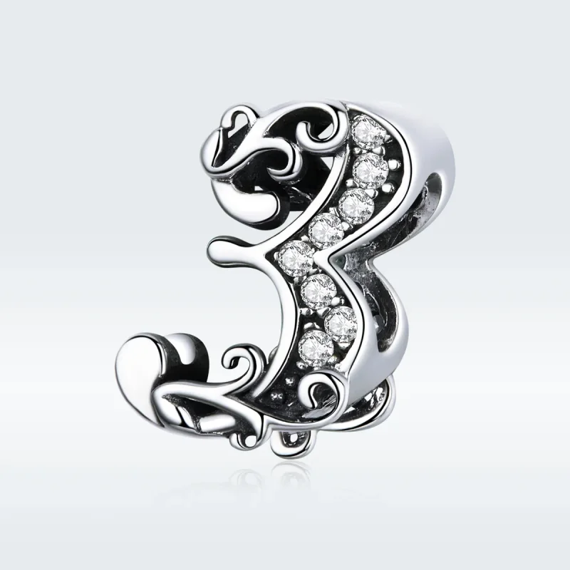(bilde for) Pandora Style Silver Number 3 Charm - SCC1418-3 - Vis 5