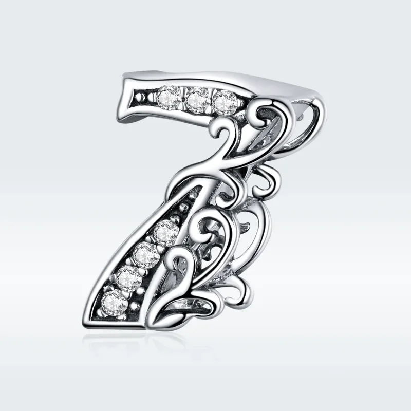 (bilde for) Pandora Style Silver Number 7 Charm - SCC1418-7 - Vis 5