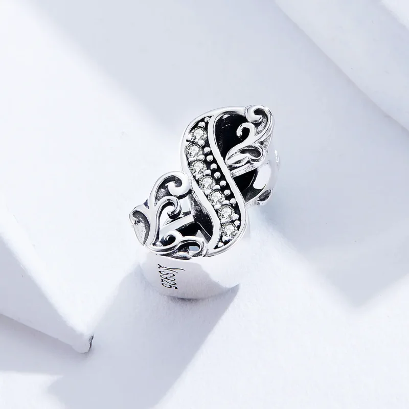 (bilde for) Pandora Style Silver Number 8 Charm - SCC1418-8 - Vis 2