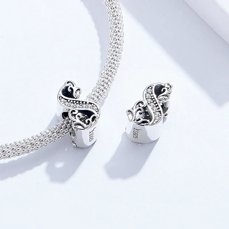 (bilde for) Pandora Style Silver Number 8 Charm - SCC1418-8 - Vis 4