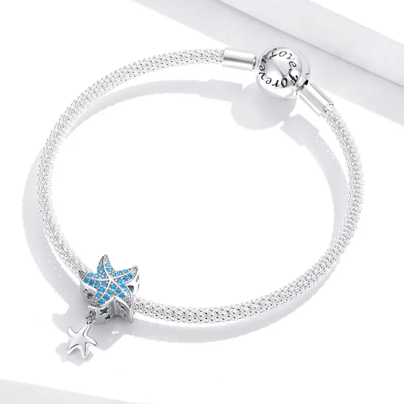 (bilde for) Pandora Style Silver Oceanic Starfish Charm - BSC252 - Vis 3
