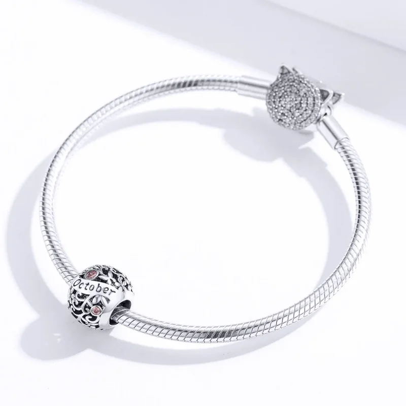 (bilde for) Pandora Style Silver October Birthstone Charm - SCC1385-10 - Vis 2