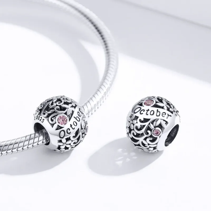 (bilde for) Pandora Style Silver October Birthstone Charm - SCC1385-10 - Vis 3