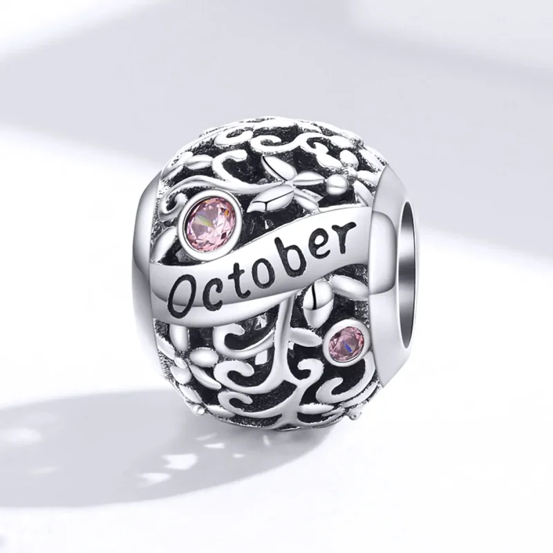 (bilde for) Pandora Style Silver October Birthstone Charm - SCC1385-10 - Vis 4