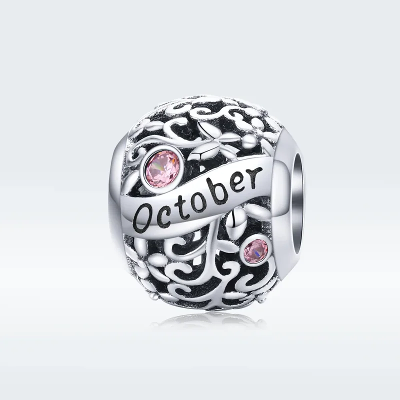 (bilde for) Pandora Style Silver October Birthstone Charm - SCC1385-10 - Vis 5