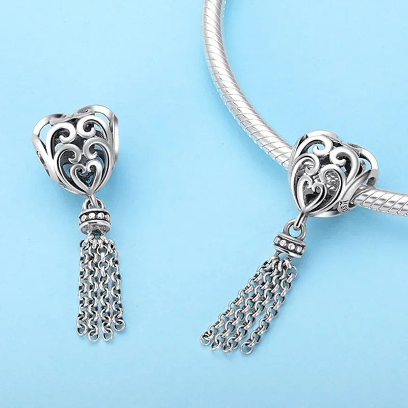 (bilde for) Pandora Style Silver Openwork Dreamcatcher Charm - SCC722 - Vis 2