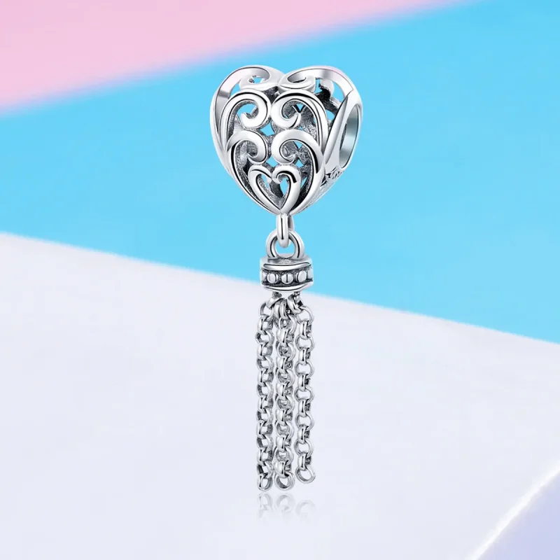 (bilde for) Pandora Style Silver Openwork Dreamcatcher Charm - SCC722 - Vis 4