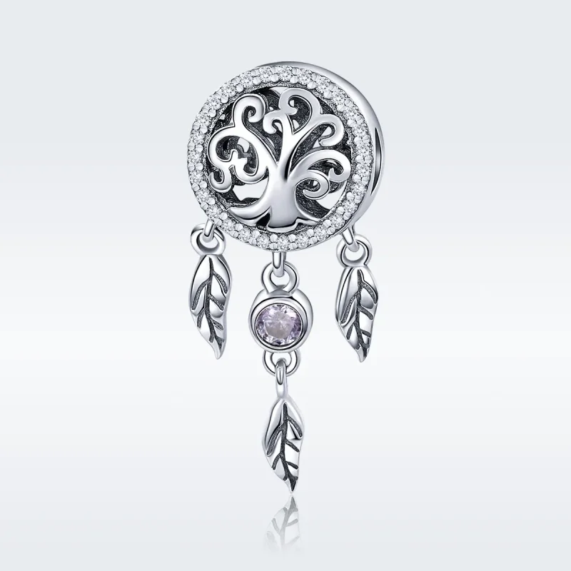 (bilde for) Pandora Style Silver Openwork Dreamcatcher Charm - SCC723 - Vis 3