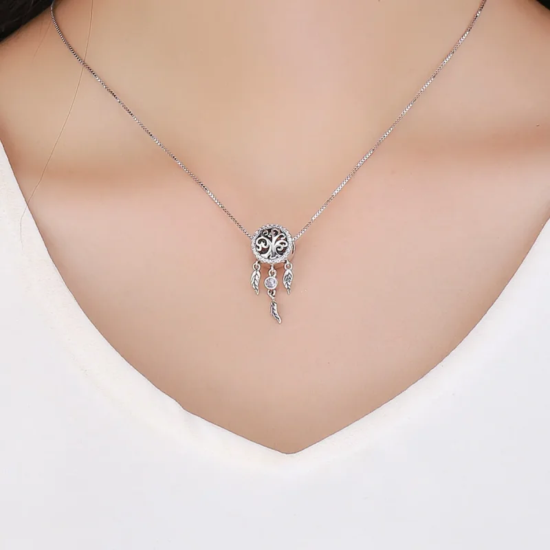 (bilde for) Pandora Style Silver Openwork Dreamcatcher Charm - SCC723 - Vis 5