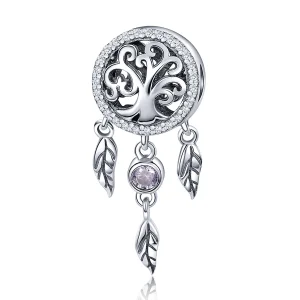 (bilde for) Pandora Style Silver Openwork Dreamcatcher Charm - SCC723