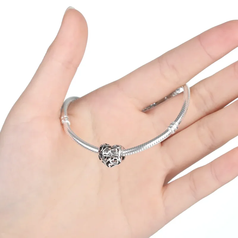 (bilde for) Pandora Style Silver Openwork Hearts Charm - SCC024 - Vis 4