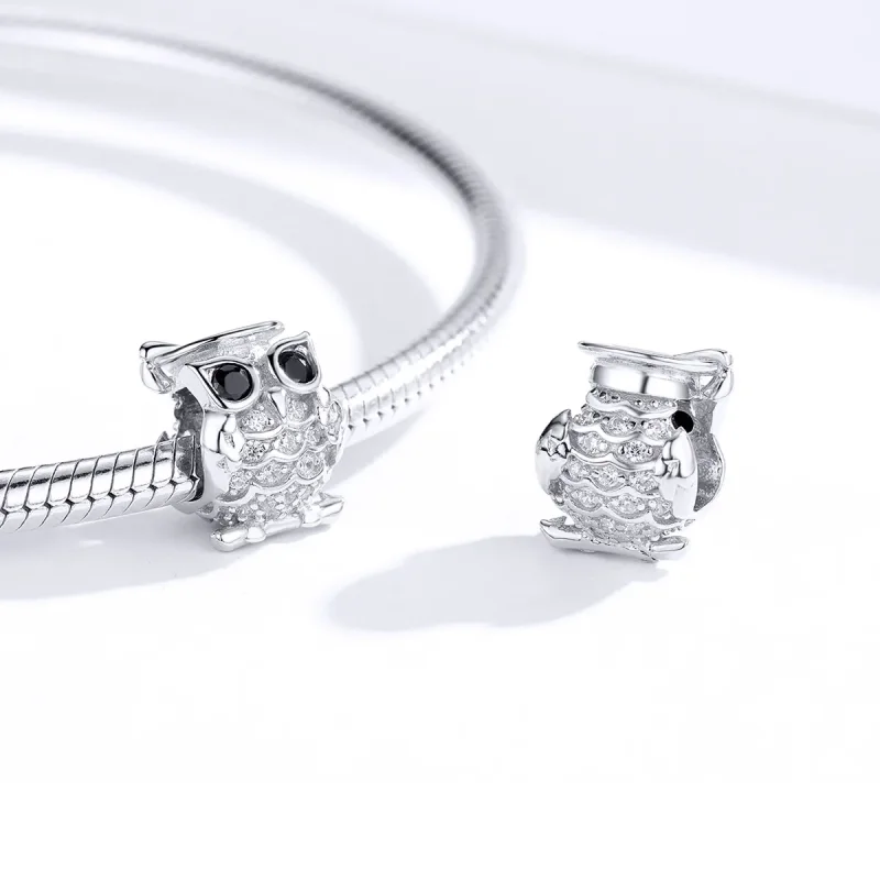 (bilde for) Pandora Style Silver Owl Charm - BSC124 - Vis 4