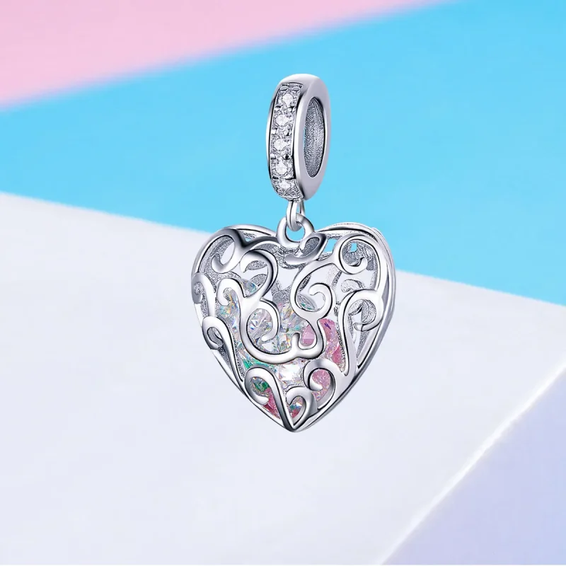 (bilde for) Pandora Style Silver Palpitation Dingle Charm - SCC1126 - Vis 6