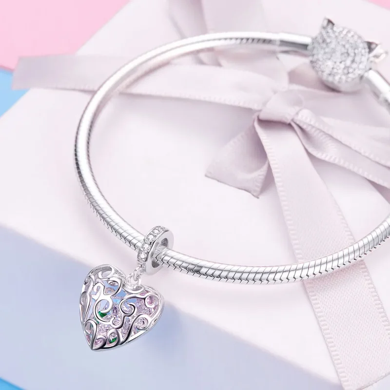 (bilde for) Pandora Style Silver Palpitation Dingle Charm - SCC1126 - Vis 8