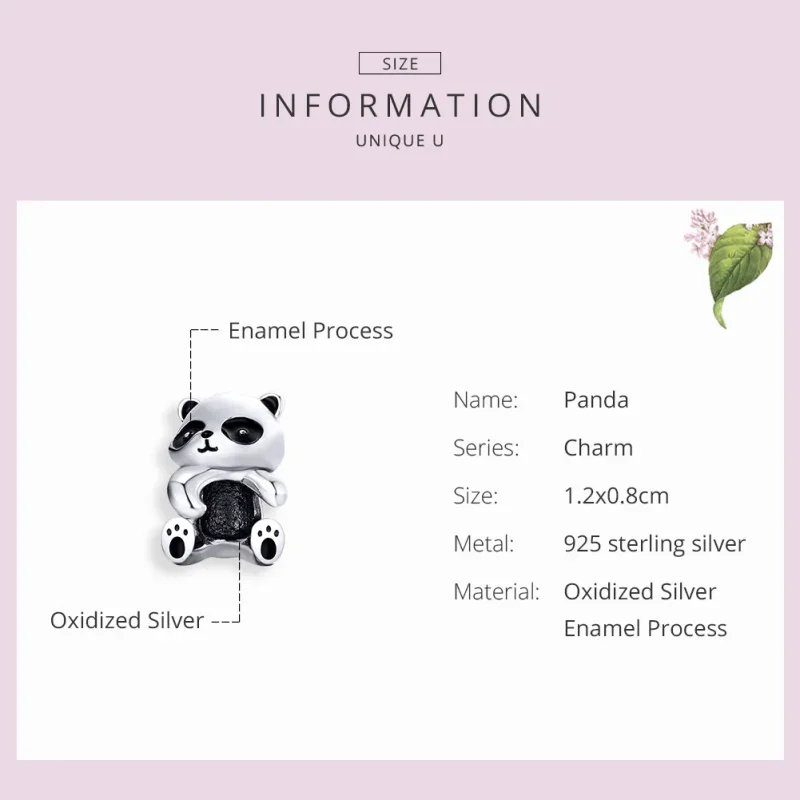 (bilde for) Pandora Style Silver Panda Charm - SCC1175 - Vis 3