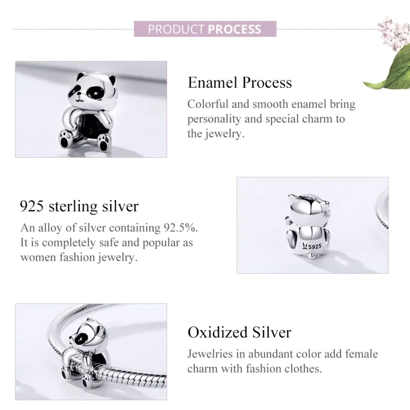 (bilde for) Pandora Style Silver Panda Charm - SCC1175 - Vis 4