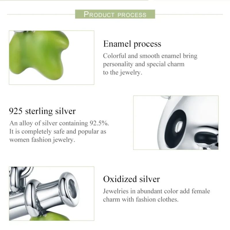 (bilde for) Pandora Style Silver Panda elsker å spise bambus sjarm - SCC325 - Vis 7