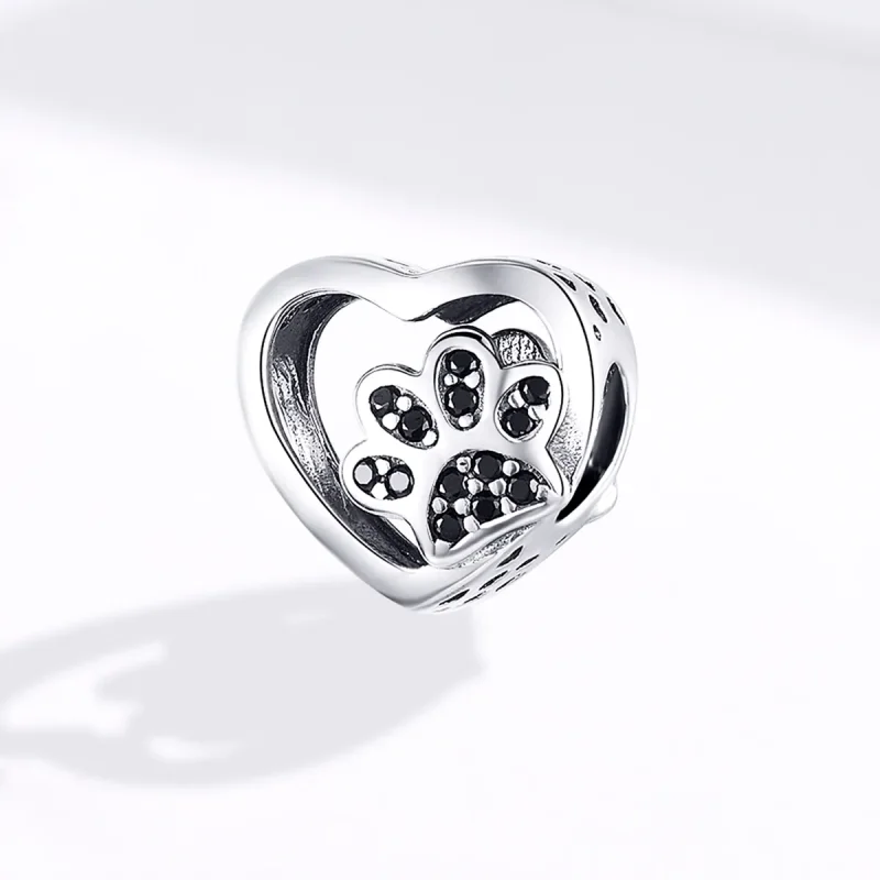 (bilde for) Pandora Style Silver Paw Mark of Pets Charm - SCC1191-Bk - Vis 4
