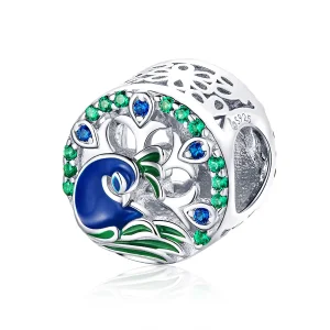 (bilde for) Pandora Style Silver Peafowl Charm - BSC037