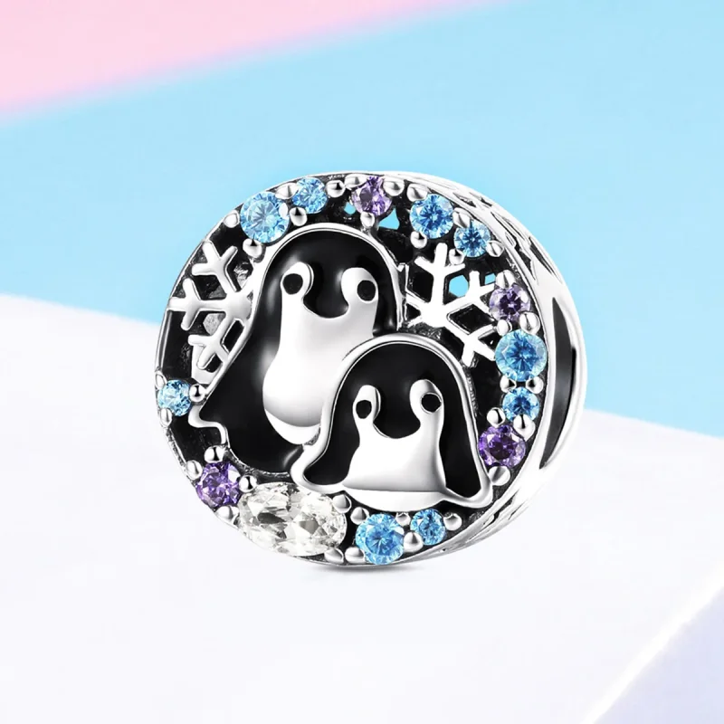 (bilde for) Pandora Style Silver Penguin House Charm - SCC992 - Vis 2
