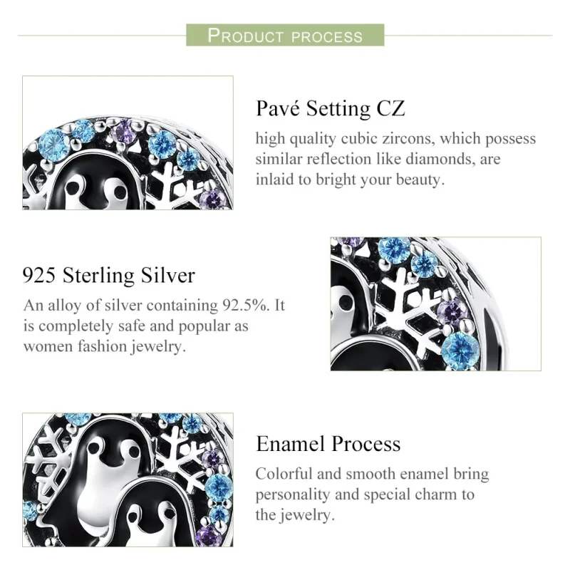 (bilde for) Pandora Style Silver Penguin House Charm - SCC992 - Vis 7