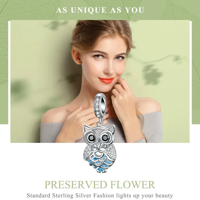 (bilde for) Pandora Style Silver Perpetual Owl Dingle - SCC1124 - Vis 2