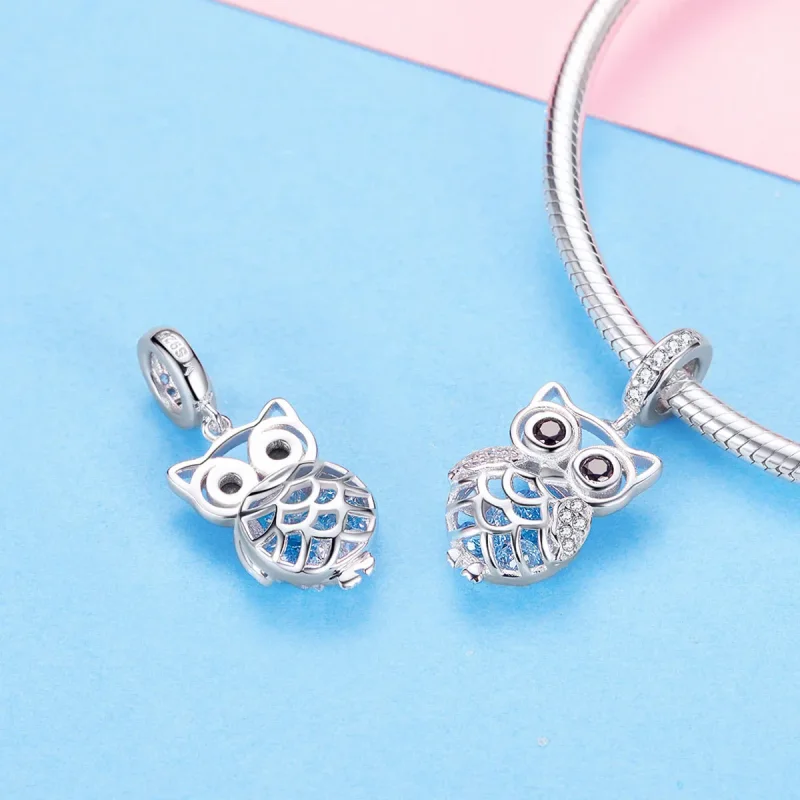 (bilde for) Pandora Style Silver Perpetual Owl Dingle - SCC1124 - Vis 7