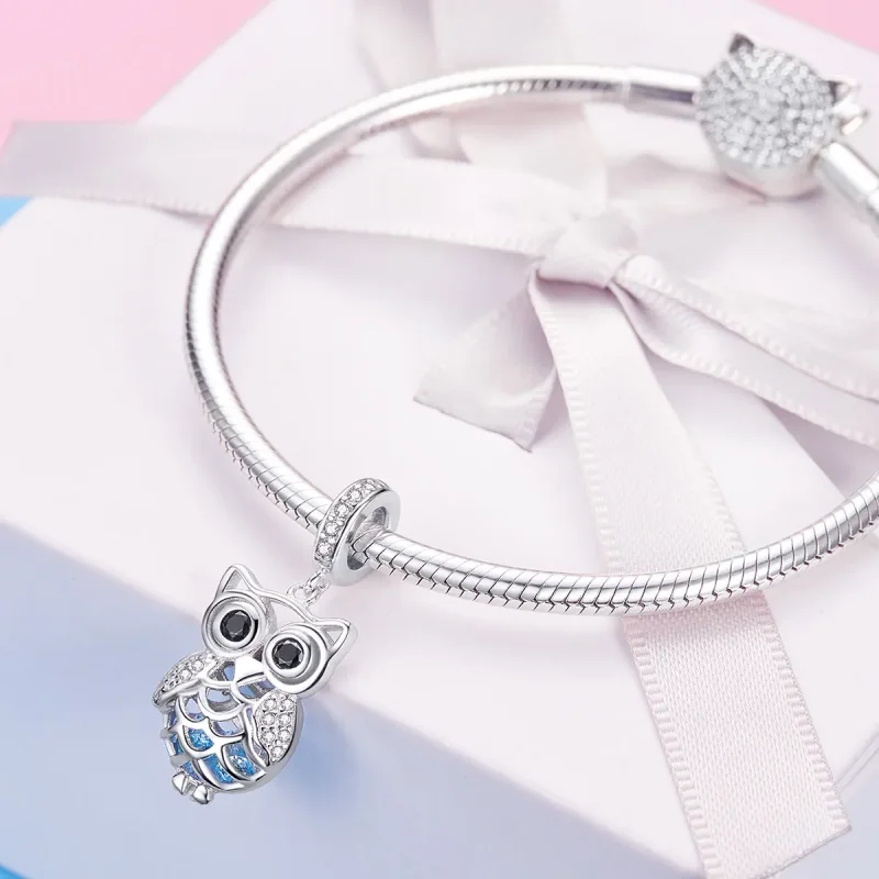 (bilde for) Pandora Style Silver Perpetual Owl Dingle - SCC1124 - Vis 8