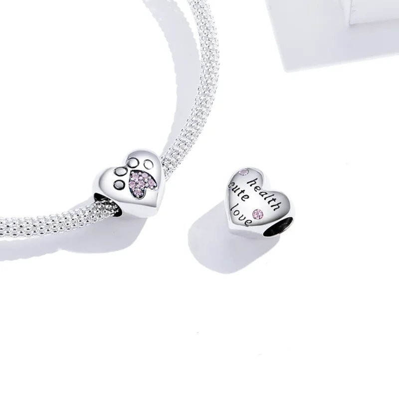 (bilde for) Pandora Style Silver Pet Footprints Charm - BSC209 - Vis 3