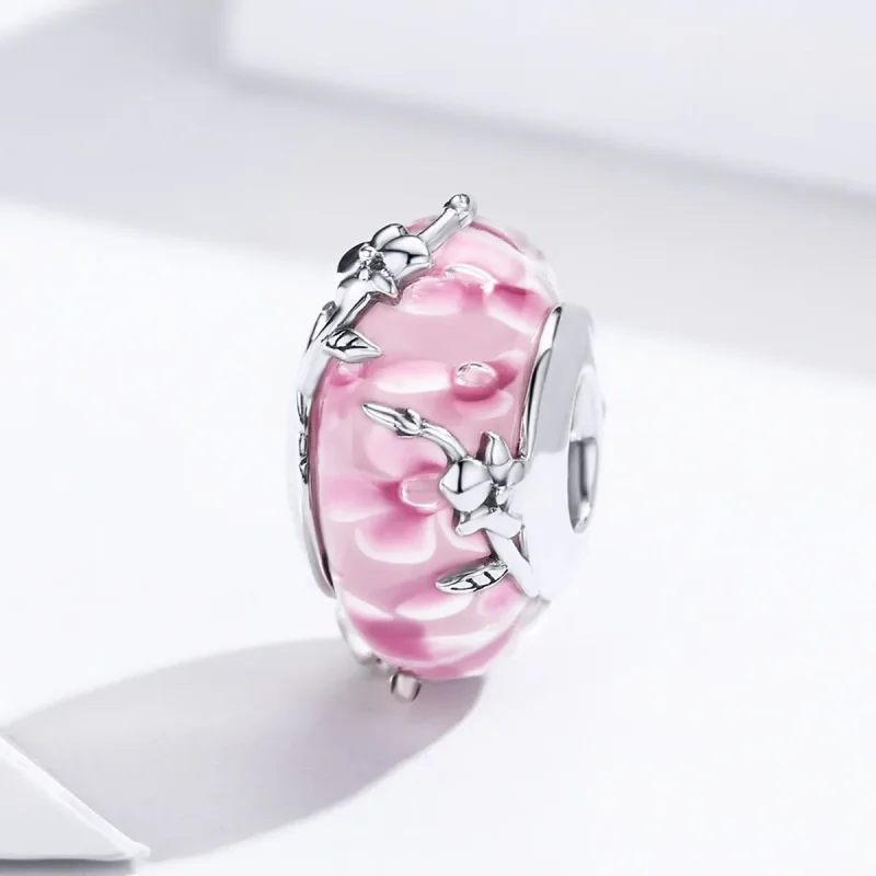 (bilde for) Pandora Style Silver Phalaenopsis Murano Glass Charm - SCC1281 - Vis 3