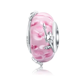 (bilde for) Pandora Style Silver Phalaenopsis Murano Glass Charm - SCC1281
