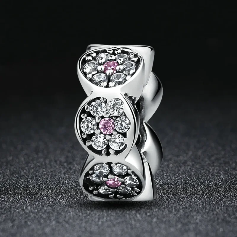 (bilde for) Pandora Style Silver Pink Garland Spacer - SCC101 - Vis 6